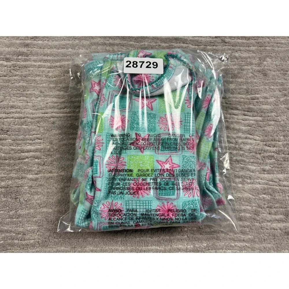 Cuddl Johns Pajama Set Girls M Multicolor Star Geometric Cotton Long Sleeve PJs